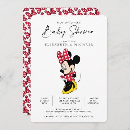 Simple Modern Minnie Mouse Baby Shower Invitation