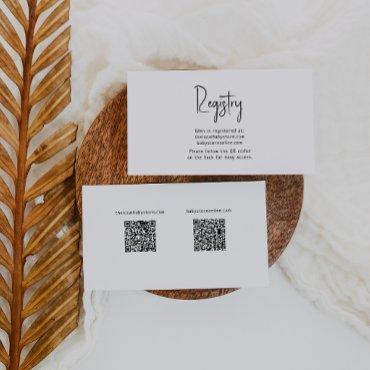 Simple Modern Neutral Baby Registry QR Codes Enclosure Card