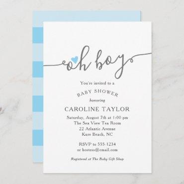 Simple Oh Boy Baby Shower Invitation