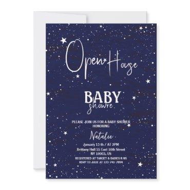 simple open house navy blue stars