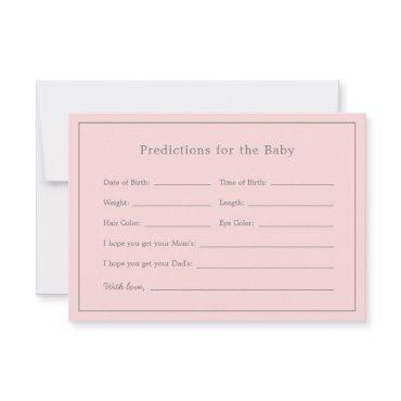 Simple Pink Baby Shower Girl Baby Predictions Card