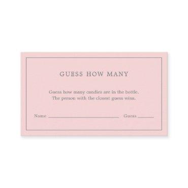 Simple Pink Guess How Many Girl Baby Shower Game Enclosure Card