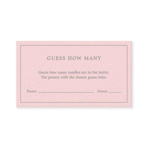 Simple Pink Guess How Many Girl Baby Shower Game Enclosure Card