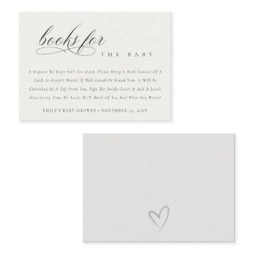 Simple Script Black White Books for Baby Shower Enclosure Card