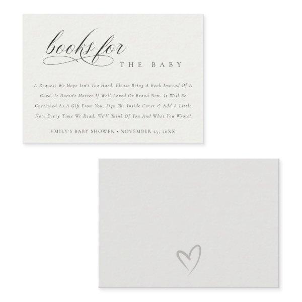 Simple Script Black White Books for Baby Shower Enclosure Card