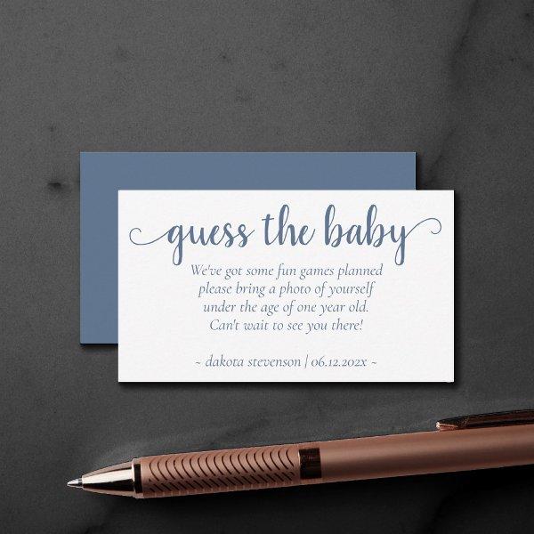 Simple Slate Shower | Dusty Blue Photo Request Enclosure Card