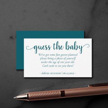 Simple Teal Shower | Dark Blue-Green Photo Request Enclosure Card