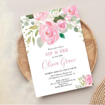 Sip and see floral watercolors blush pink roses