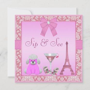 Sip & See Paris Damask Pink Poodle