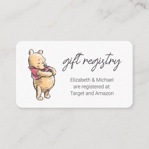 Sketch Winnie the Pooh  Baby Shower Gift Registry Enclosure Card