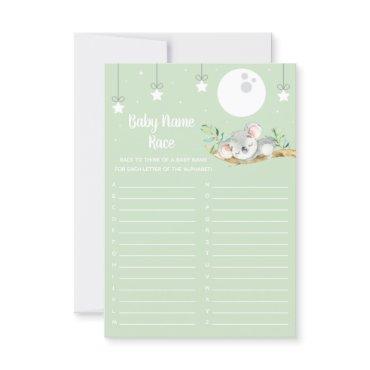 Sleeping Koala Baby Shower Game Baby Name Race Inv
