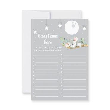 Sleeping Koala Baby Shower Game Baby Name Race
