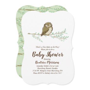 Sleeping Owl Baby Shower Woodland Bird