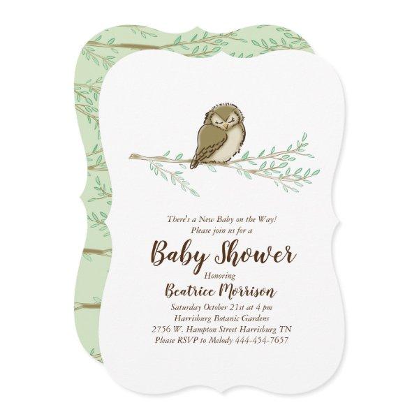 Sleeping Owl Baby Shower Woodland Bird