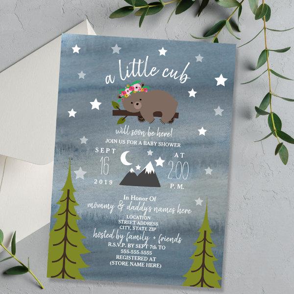 Sleepy Bear Cub Watercolor Girl
