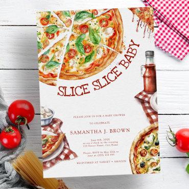 Slice Slice Baby Modern Pizza Baby Shower Invitati