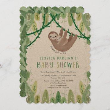 Sloth Baby Boy Shower Jungle Theme