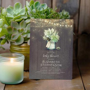 Small Succulents Mason Jar Rustic