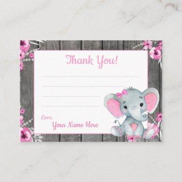 Small Thank You Tags with Text Elephant Pink Gray