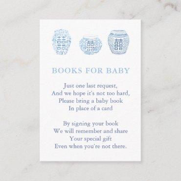 Smart Blue And White Bring A Book For Baby Shower  Enclosure Card