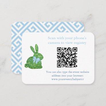 Smart Topiary Rabbit QR Code Baby Shower Registry Enclosure Card
