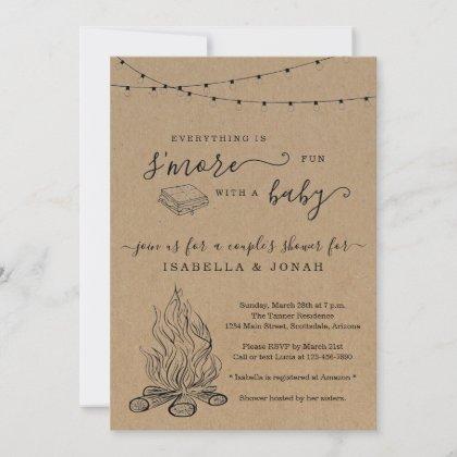 S'mores Couple's Baby Shower Invitation
