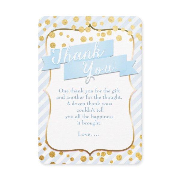 Snips & Snails Blue & Gold Party Thank You Card