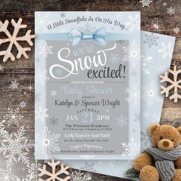 Snow Excited Snowflake Cute Blue Boy