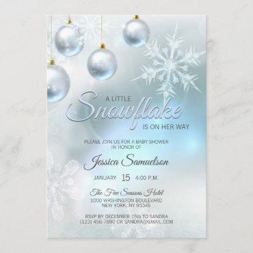 Snowflake Winter Blue Wonderland Baby Shower Invitation