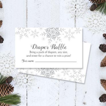 Snowflakes Baby Shower Diaper Raffle Ticket Enclosure Card