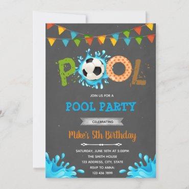 Soccer pool party invitation