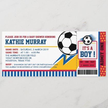 Soccer Ticket Pass Baby Shower Invitation