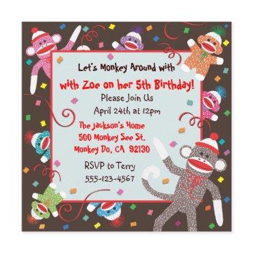 Sock Monkey Birthday Party  Card