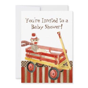 Sock Monkey, Red Wagon, Boy