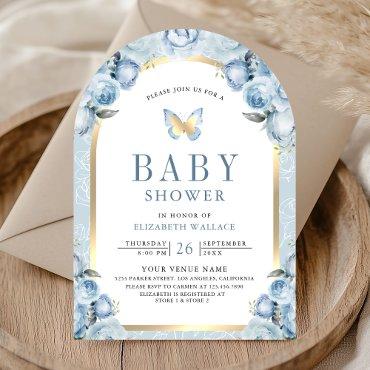 Soft Blue Floral Arch Butterfly