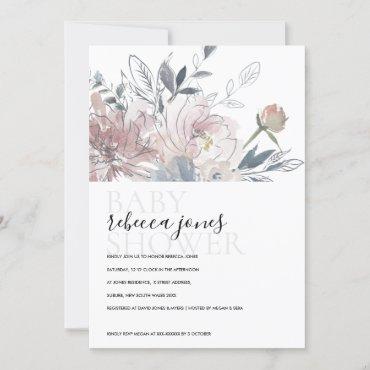 SOFT BLUSH WATERCOLOR FLORAL BABY SHOWER INVITE