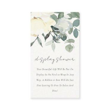 SOFT IVORY WHITE FLORAL BUNCH DISPLAY BABY SHOWER ENCLOSURE CARD