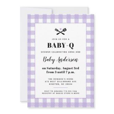 Soft Lilac Gingham Plaid Baby Shower BBQ