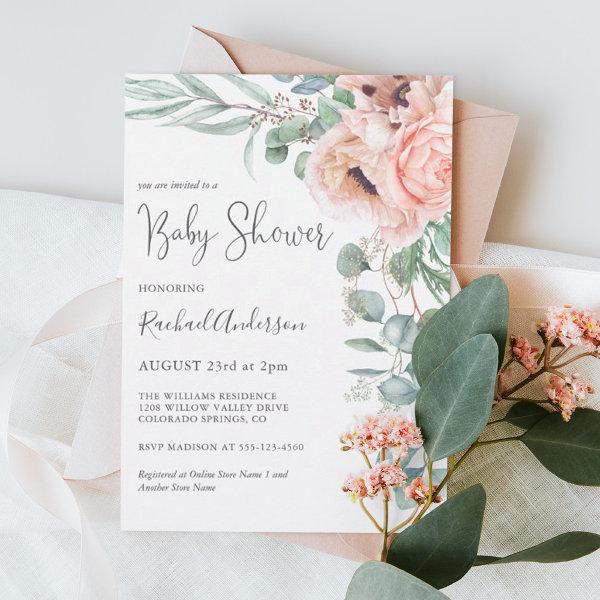 Soft Pink Watercolor Floral Girl