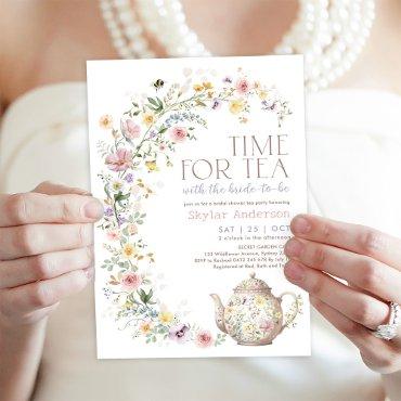 Soft Wildflower Meadow Time for Tea Bridal Shower