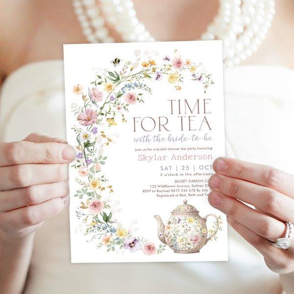 Soft Wildflower Meadow Time for Tea Bridal Shower