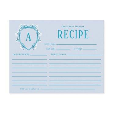 Something Blue Bridal Shower Recipe Floral Crest Enclosure Card