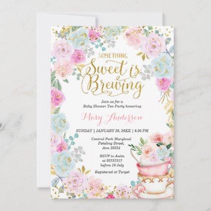  Something Sweet is Brewing Tea Party Baby Shower  Invitation