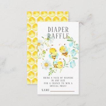 Soon to Bee Family of 3 Baby Diaper Raffle Ticket Enclosure Card