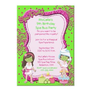 Spa Party Bus Birthday Party or Shower Invite