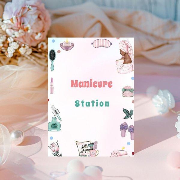 Spa Party Pamper  Birthday  Manicure Station Sign