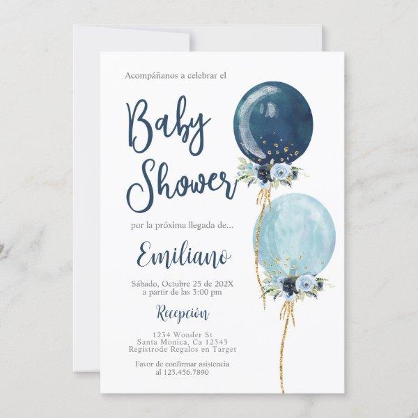 Spanish Baby Shower boy navy blue balloons