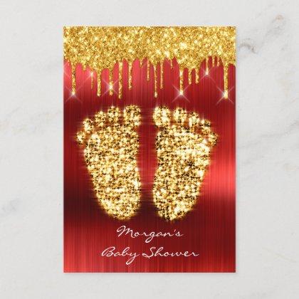 Spark Drips Gold Royal Red Baby Shower Feet Boy