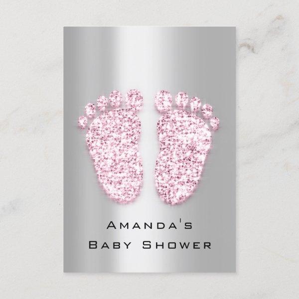 Spark Glitter Baby Shower Feet Pink Gray  Silver