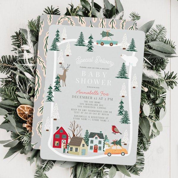Special Delivery Holiday Town Gray